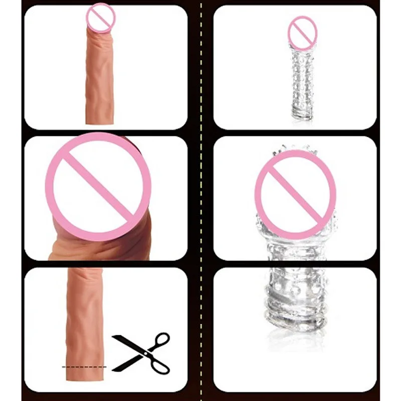 Dildo Penis Sleeve Comdom Penis Extender Sleeve Reusable Condoms Rubber Dick Male Cock Extender Dildo Enhancer for Men