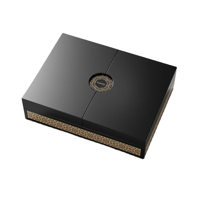 2024 new style luxury wooden perfume box case Saudi Arabia Qatar gift box for festival double open door wooden box
