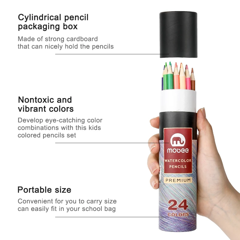 Gxin K001B24 24 Colors  custom Colored Pencil  set Water Soluble for kids Soft Wood Watercolor Drawing School Art Supplies