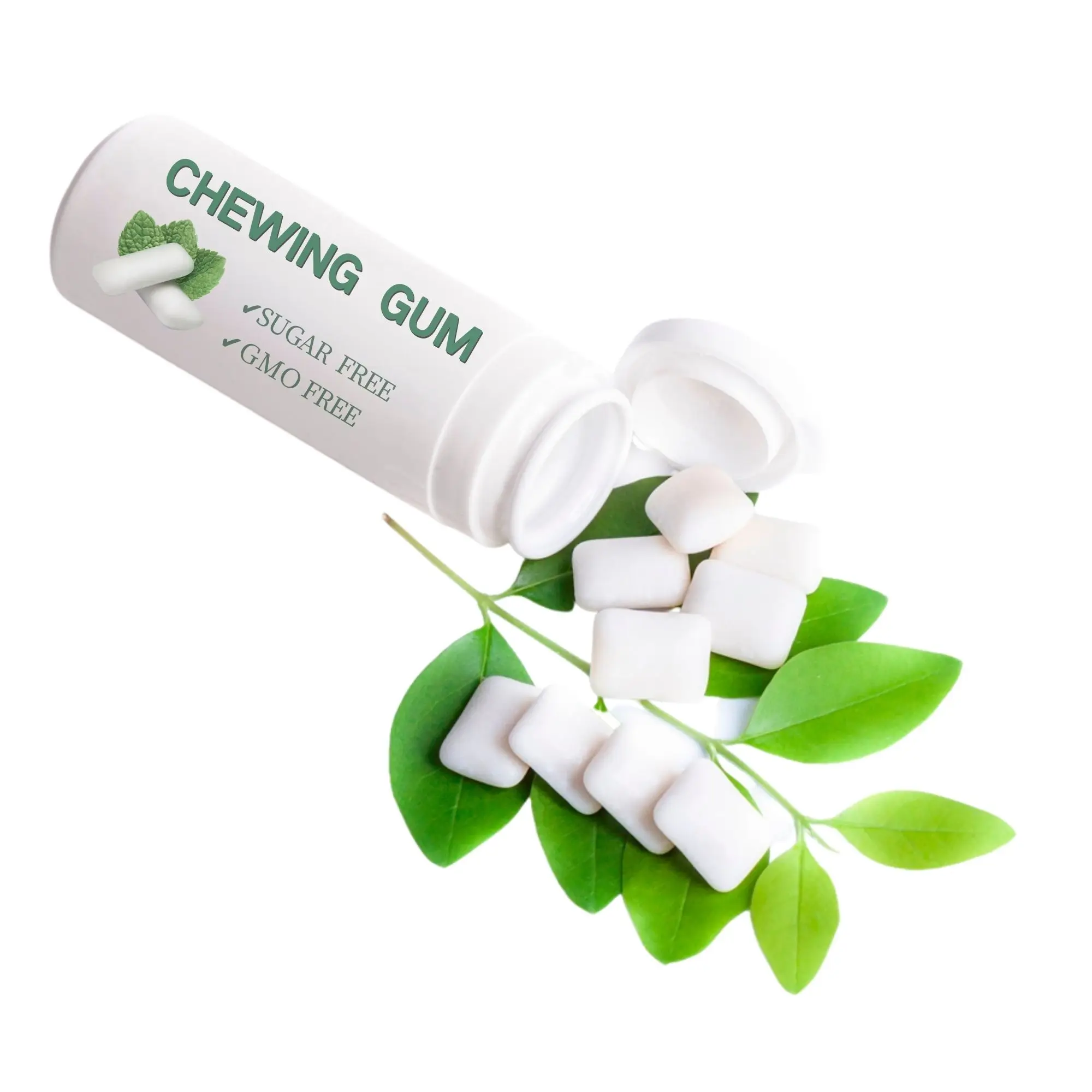 Fresh Taste Chewing Gum For Good Breath White And With Color Spots
