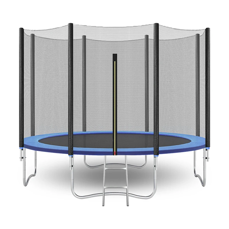 Wholesale custom size color 8ft 10ft 12ft 14ft outdoor big garden super rebounder trampoline bed with safety net for kids