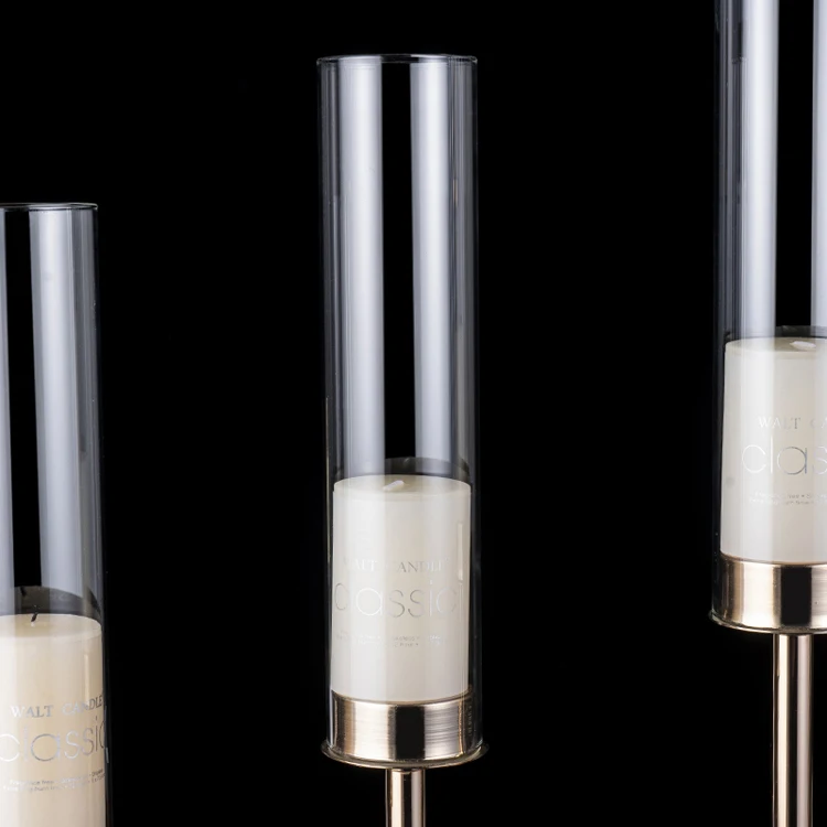 Gold Candle Stick Holder Metal Taper Votives Tube Candle Holder For Wedding Centerpieces