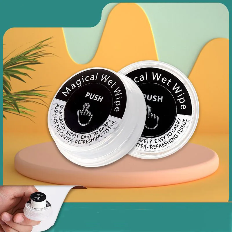 2023 Hot Sales Push Magic Compressed Wet Wipes Capsule Wet Tissues Disposable Tissue