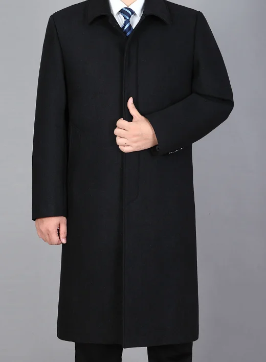 Classic lapel coat single-breasted long formal overcoat for man