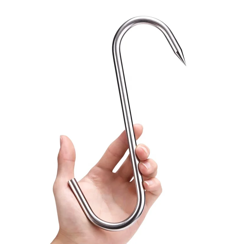 FULE Stainless Steel Butcher Supplies Flower Hook Hanging Flipper Rolling Rail Slaughter House Meat Hooks 12 mm for Butchering