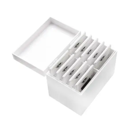 White Acrylic Makeup Organizer Eyelash Pallets Holder 10 Eyelash Storage Box With Lid