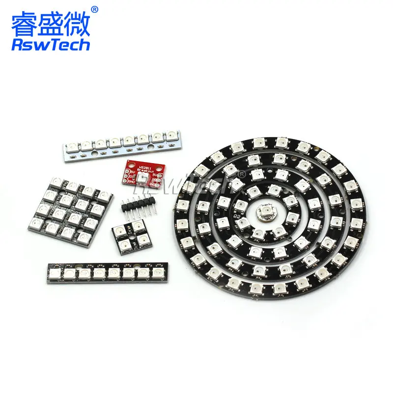 WS2812 5050 RGB LED 8 piece Built-in full-color driver lantern development board Blackboard 8 bits