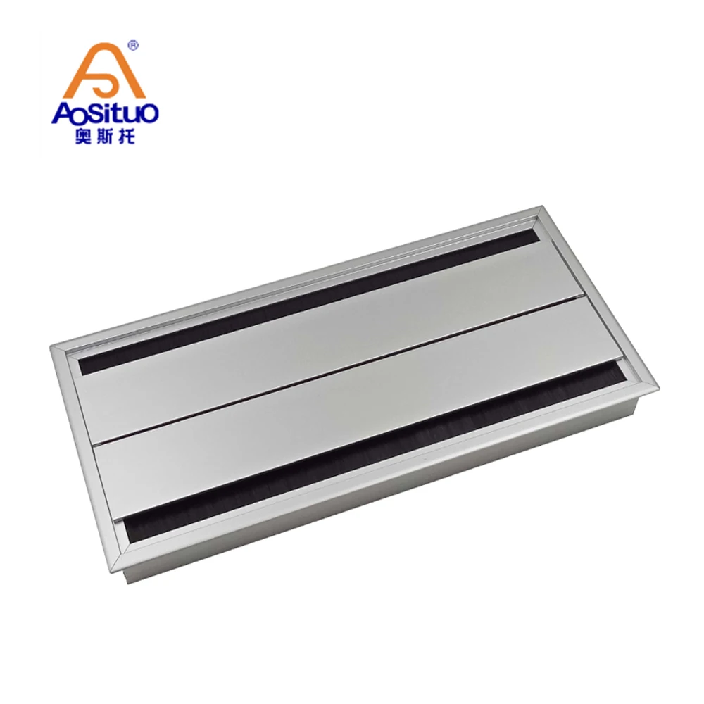 Anti-dust aluminum 300*140mm double side opening wire box management office desktop cable grommet