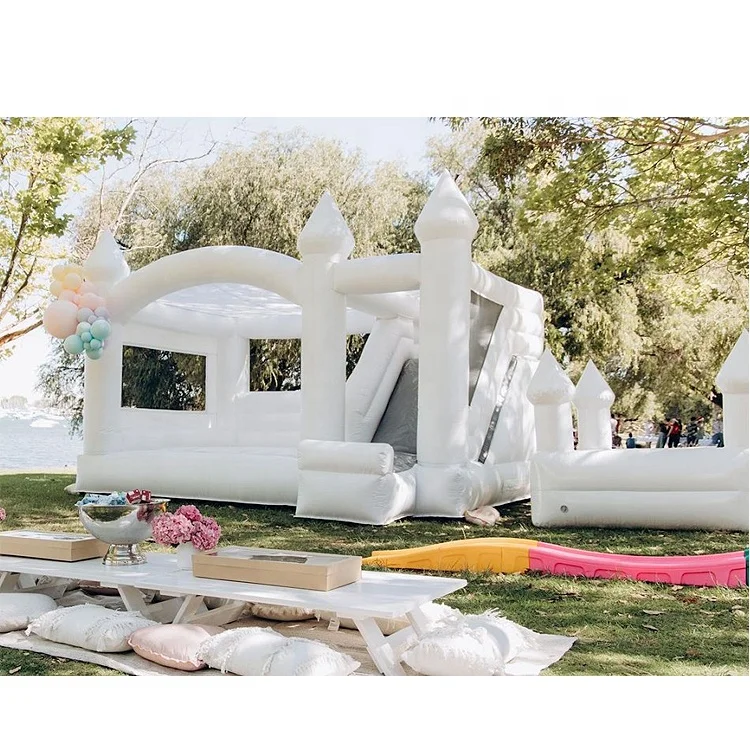 Popular Wedding Bouncy slide Inflatable Wedding Bouncy Castle White Bounce House With Cover