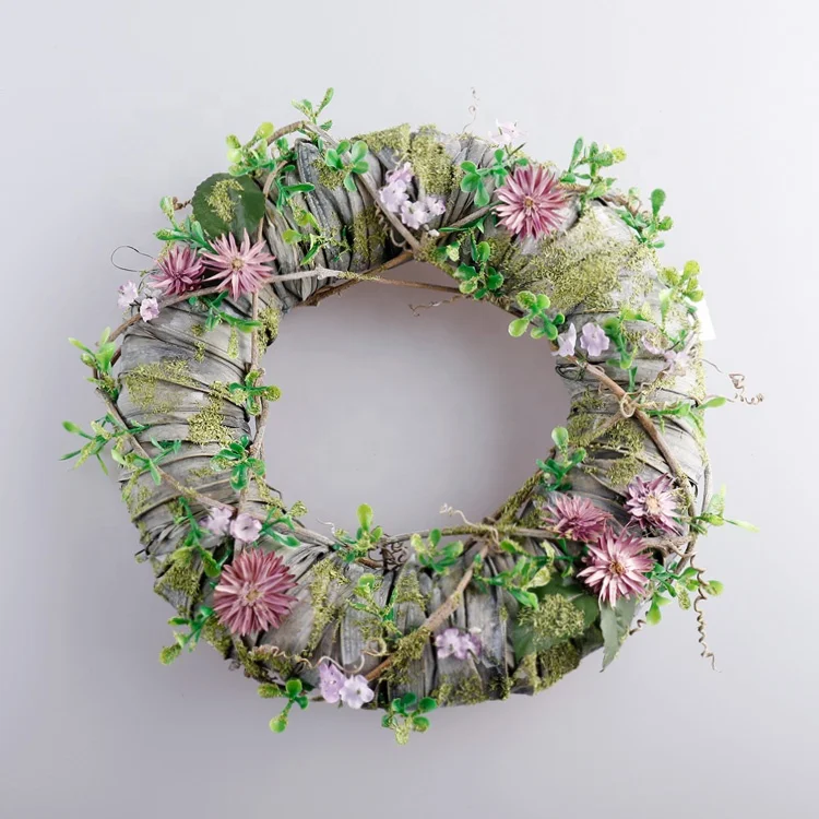
The Newest Purple Flower Garland Green Leaf Wreath Front Door Wreaths For Spring And Summer On Sale 