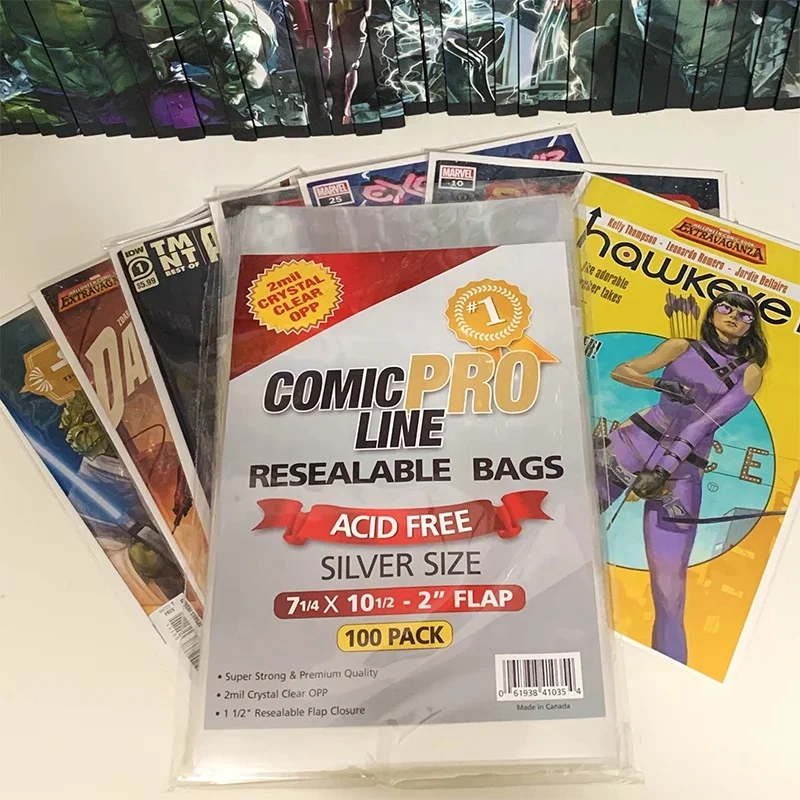 Opp Current 2Mil Resealable Golden Bag Eco-Friendly Regular Drawing Mylar Plastic Book Bags For Comics
