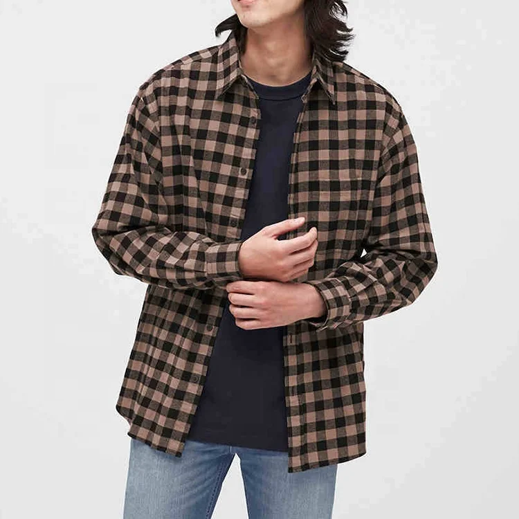 Competitive prices oem autumn winter vintage button up classical plaid flannel long sleeves shirt