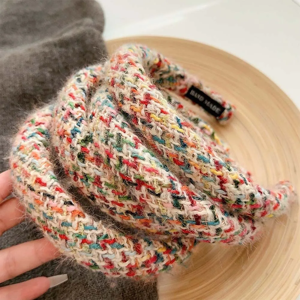 Sweet Girls Hair Accessories Beautiful Color Knitted Headband Christmas Headdress Woven Hairband for Young Ladies