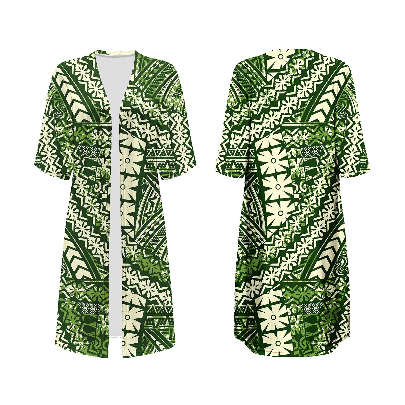 Big Size Pacific Island Art Fashion Short Sleeve Cardigan Cloak Loose Kimono Jacket Polynesian Cardigan Trench Coat