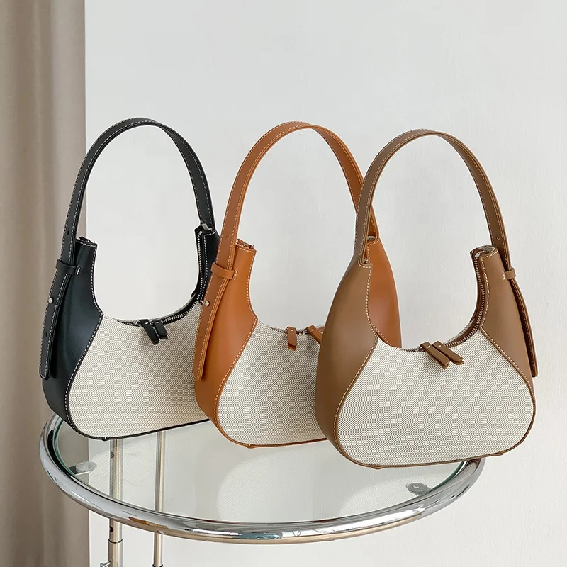 New Design Oem Pu Leather Women Handbags Custom Ladies Vintage Shoulder Bag Women Canvas Shoulder Tote Bag