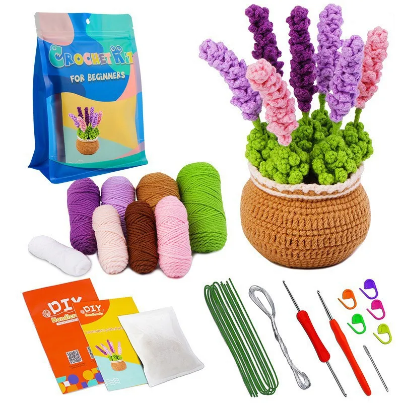 wholesale wobbles crochet animal kit Crochet Knitting Kits Wool Yarn Thread diy hand knitting crochet starter Flower rabbit kit