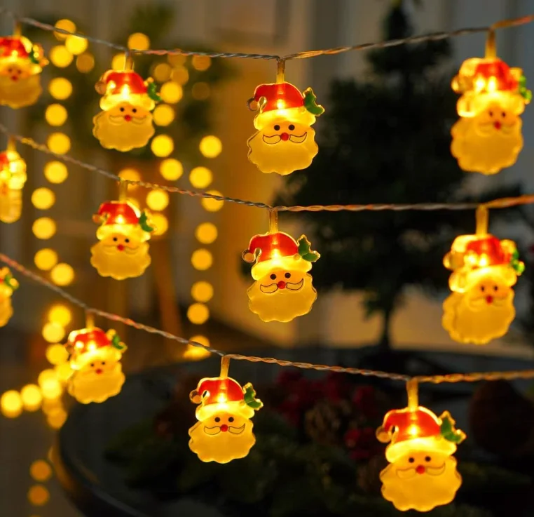 Santa Claus 10ft 20 Led Christmas String Lights for Xmas Tree Waterproof Battery USB Powered LED Christmas String Lights