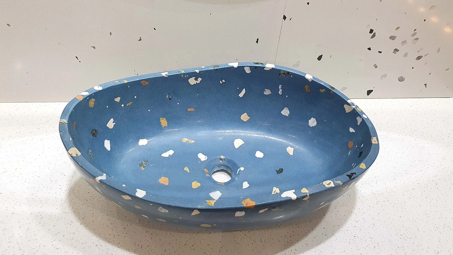 BOTON STONE Cement Concrete Lavatory Blue Sinks Terrazzo Stone Bathroom Toilet Porcelain Wash Basin