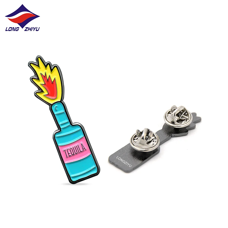 Shenzhen Longzhiyu 15Years Cheap Irregular Badge Manufacturer Bullion Badges Zinc Alloy Yellow And Red Colors Badge