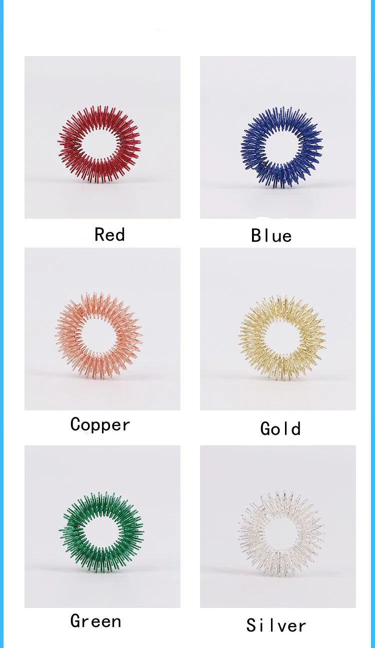 Spiky Sensory Acupressure Stress Reducer Relief Massager Acupuncture  Finger Ring  Spring