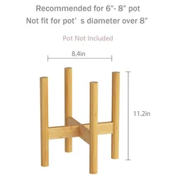 custom indoor outdoor Mid Century plant holder with adjustable stand modern tall flower pot with wood stand