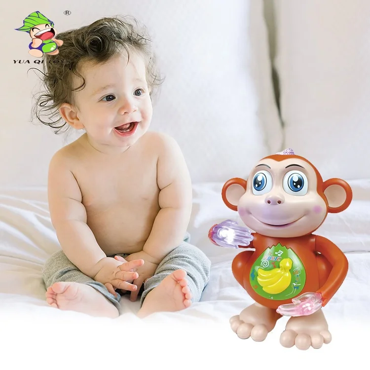YQ Cartoon Animals B/O Dancing Monkey Musical &Light Toy Swing Walking Monkey Toy Kids