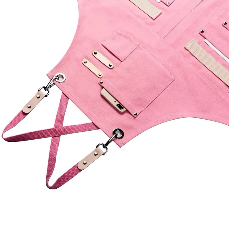 Wholesale Customized Pattern Logo Split Canvas Apron Restaurant Cafe Floral Shop Workwear Apron