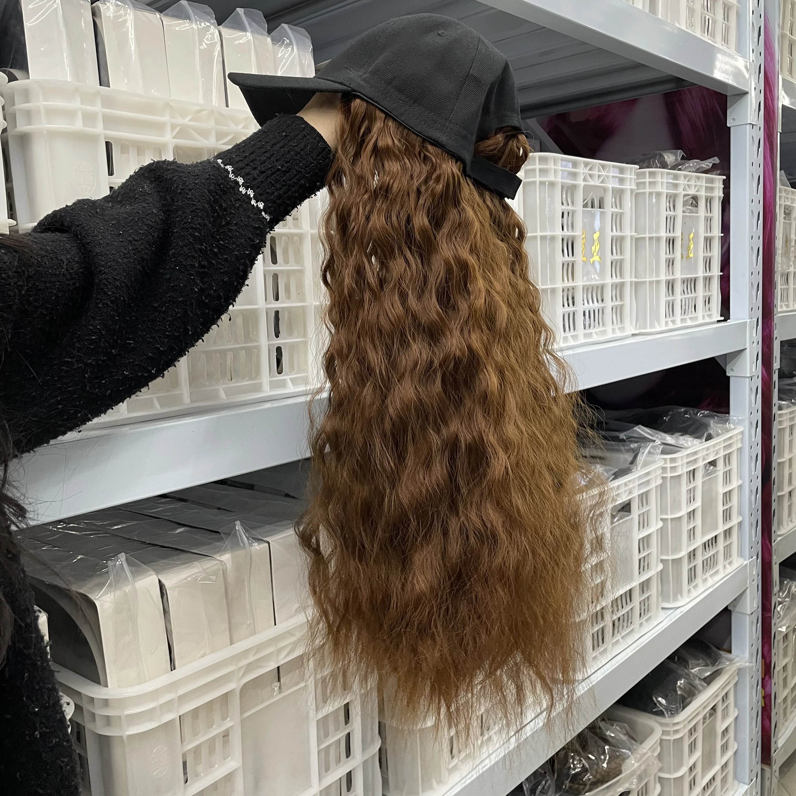 Vivian hair Fashionable Baseball Hat Long Human Hair Wigs