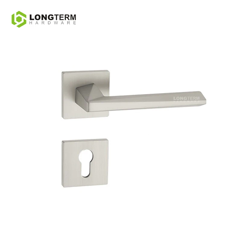 Modern Door Hardware Square Rosette Zinc Alloy Room Black Door Lever Handle Interior Silent Privacy Lock Mortise Door Handle
