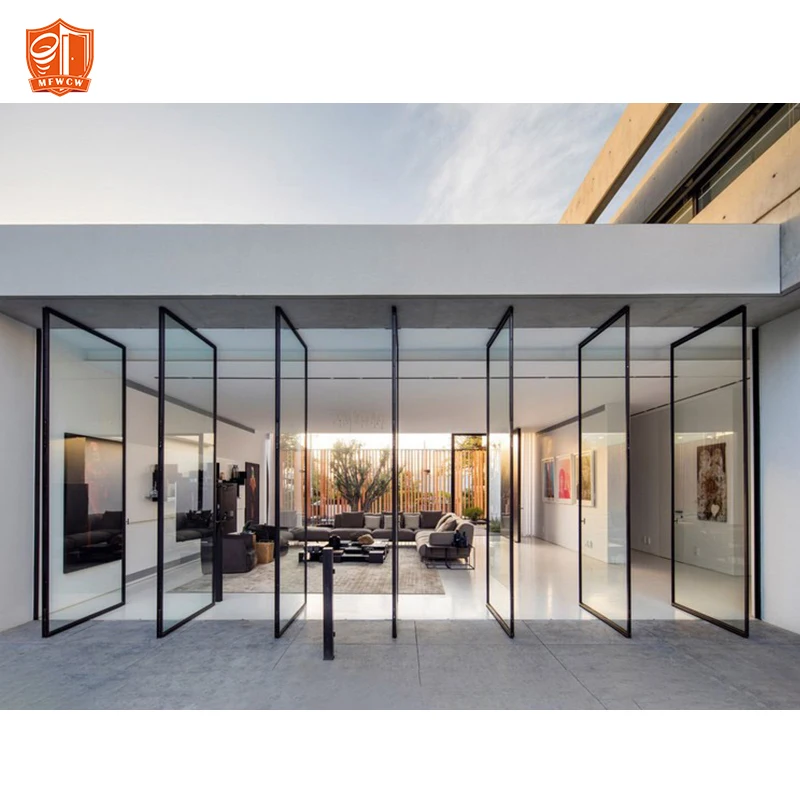 Black Color Thermal Break Aluminium Pivot Door Pivot Glass Door Modern