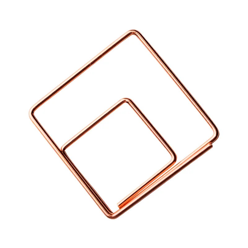 Newstyle Rose gold Geometry Square hexagon metal clip Office Paper Binding