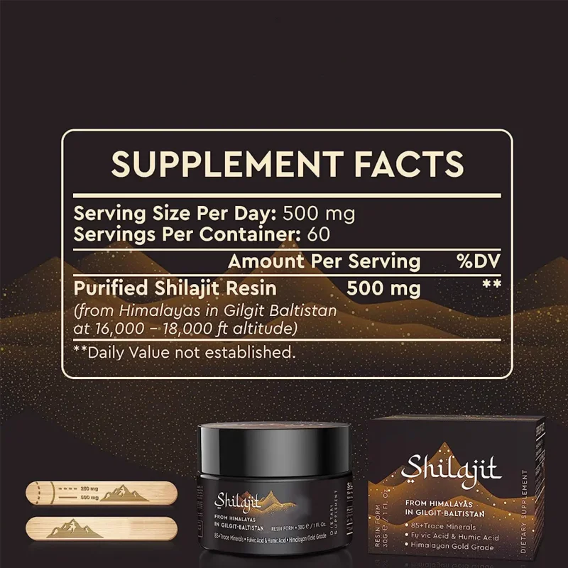 Natural Shilajit Resin Extract Price Fulvic Acid Liquid 50g Organic Pure Himalayan Fresh Shilajit Resin