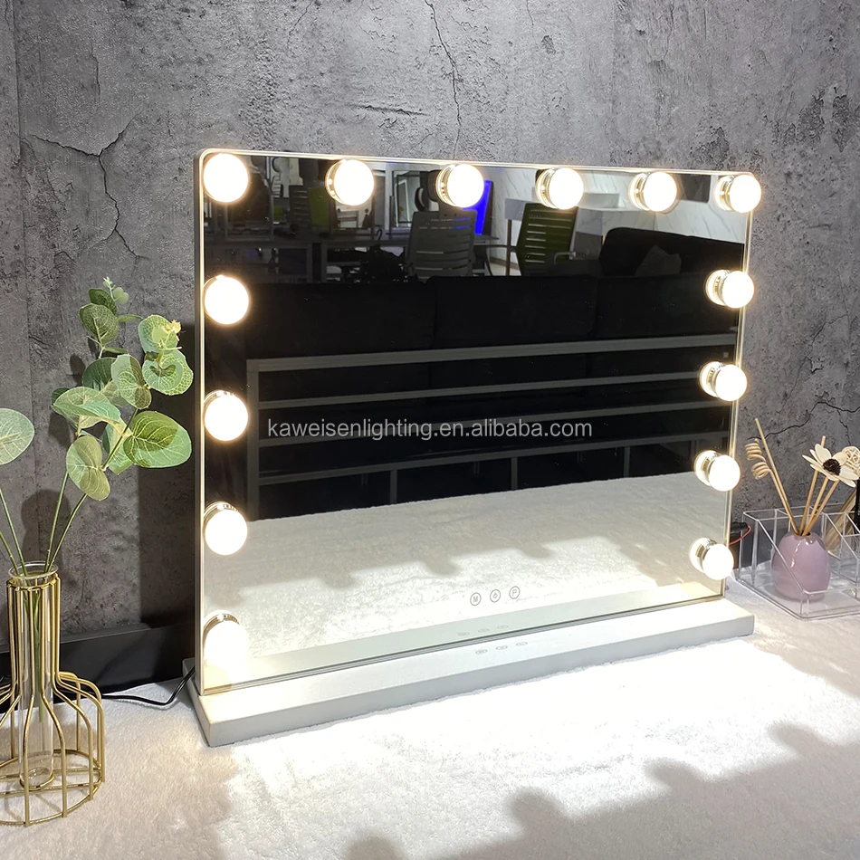Big Seller Touch Screen Dimmable Hollywood Mirror Vanity Style Table Makeup Table Set With 14 bulb lights dimmable
