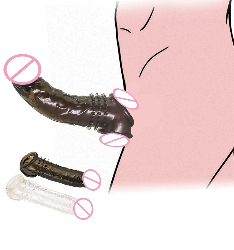 Super soft Delay Ejaculation Male Cock Realistic Dildo Condoms Reusable Penis Extender Sleeve
