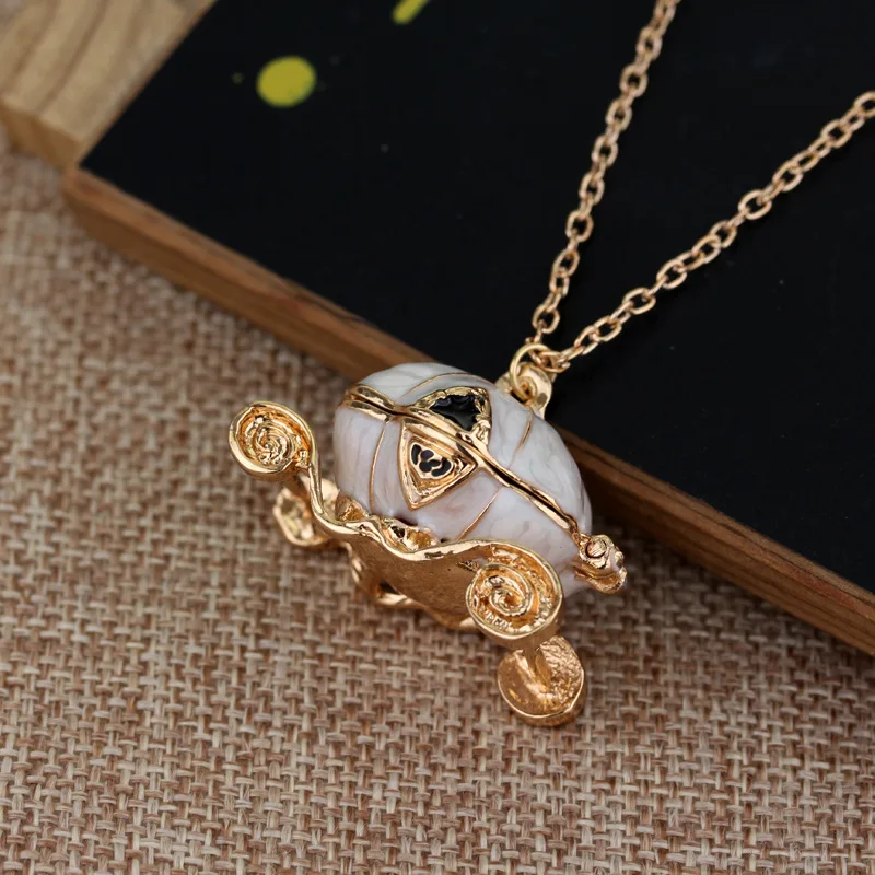 European&American Halloween Chain Fairy Tale World Magic Pumpkin Car Pendant Necklace