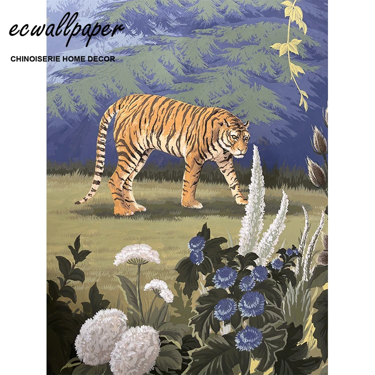 Hand-Painted Forest Wall Mural Tropical Jungle Mural Wallpaper