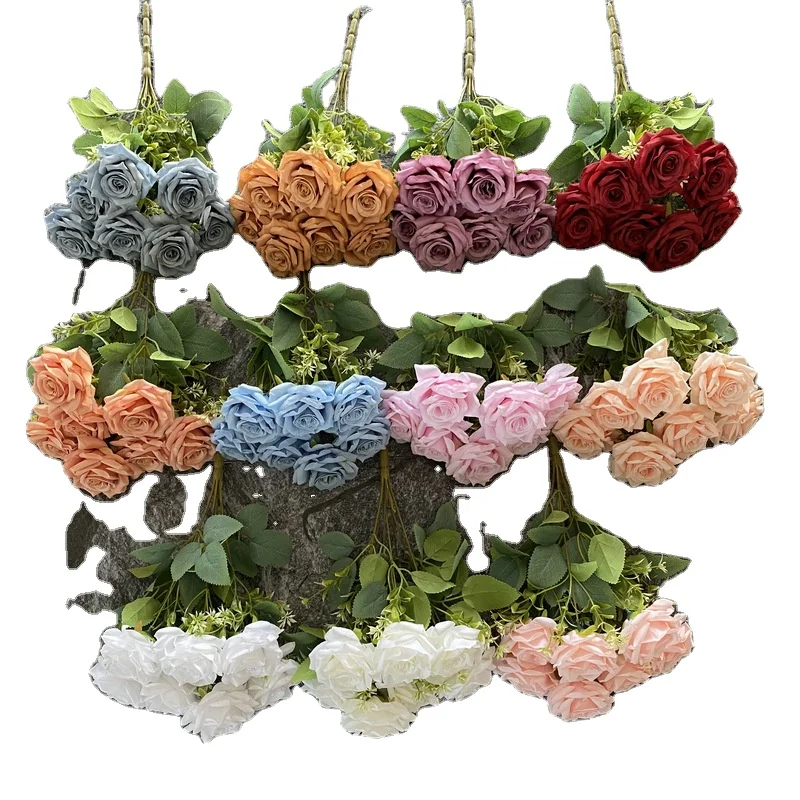 7 heads rose bouquet artificial flower for wedding event decoration High quality