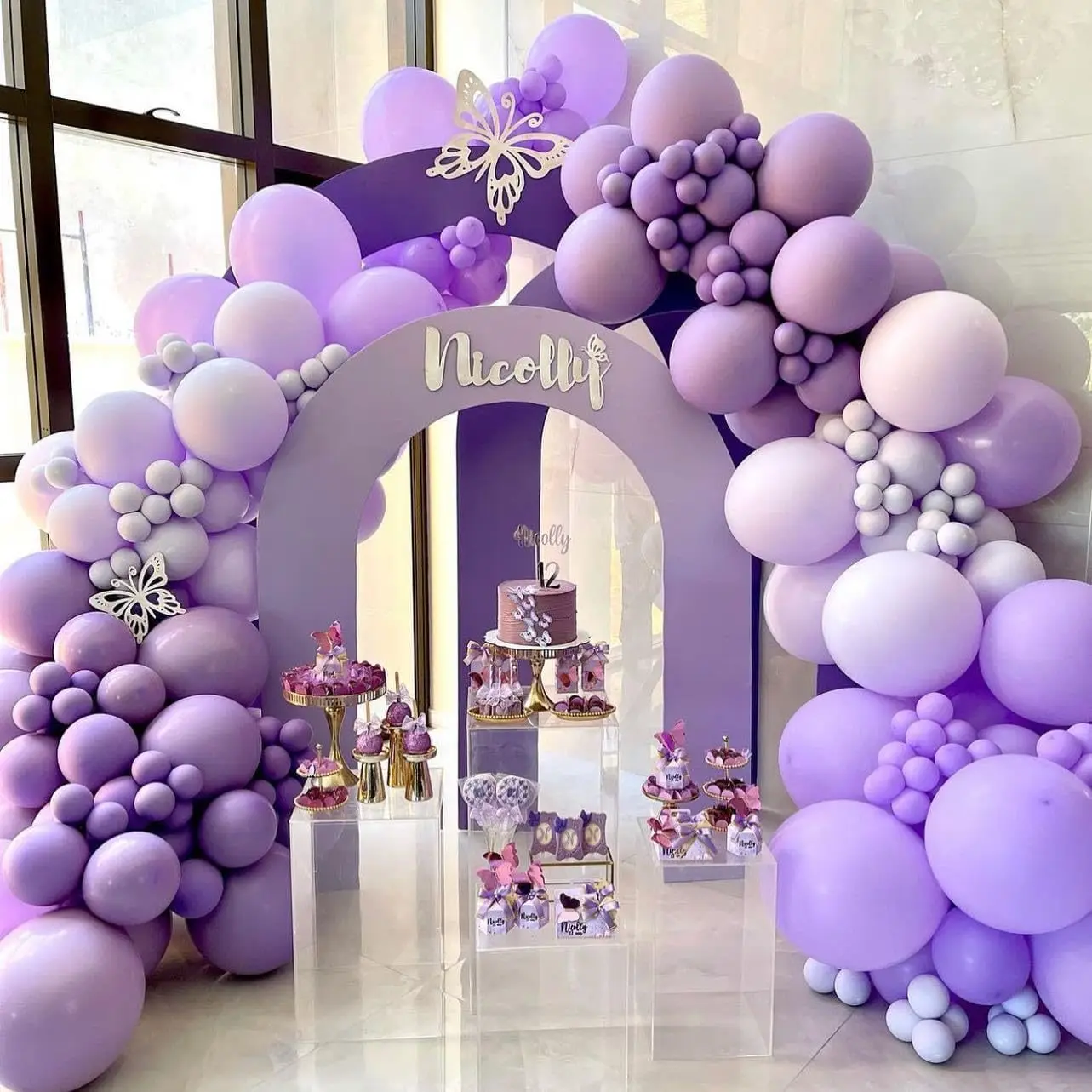 Purple Butterfly Balloon Garland Arch Kits for Wedding Birthday Celebration Holiday Home Balloons Party