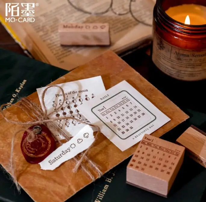 TIME TRAVEL SERIES different combination calendar weather week scrapbooking wood stamp