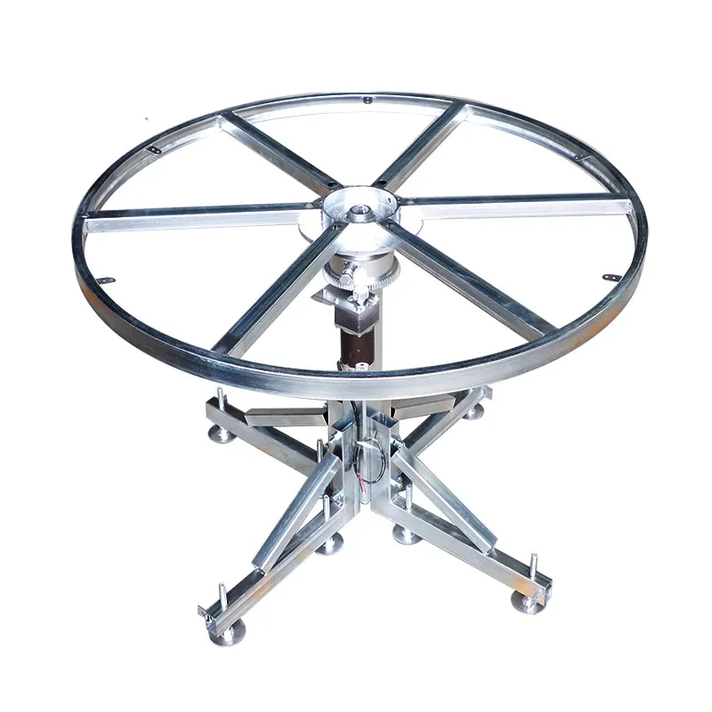 Electric remote control adjustable speed turntable dining table floor standing steel frame movement display platform