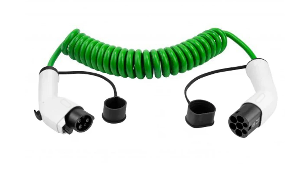 IP 54  level high electric performance spring type 5 m Type 2 to Type 2 spiral 32 A 3 Phase EV charging cable