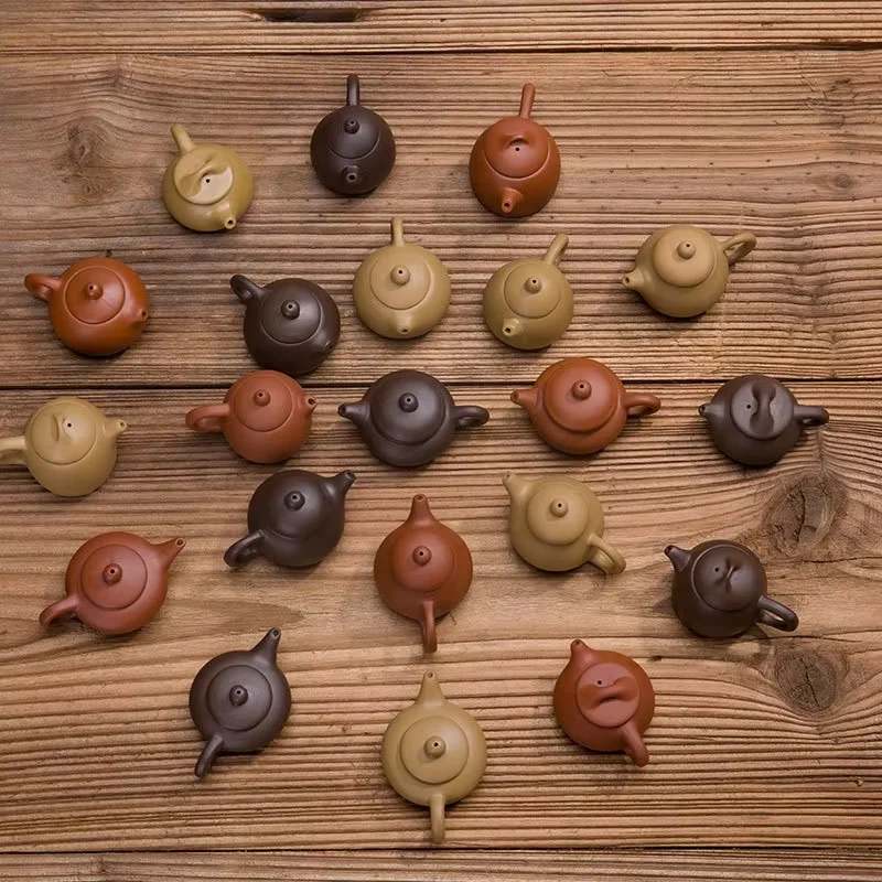 Pottery Mini purple sand little teapot  playable fingertip pot tea ornaments tea carve kung fu ceramic tea teaware