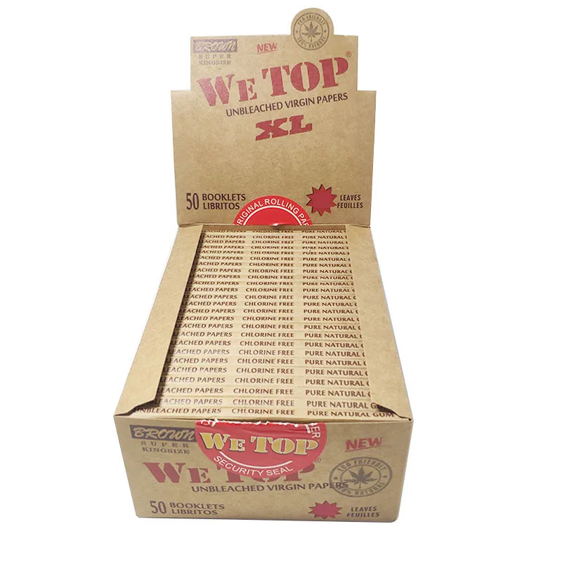 WE TOP rolling smoking tobacco cigarette papers wetop brown paper XL king size slim