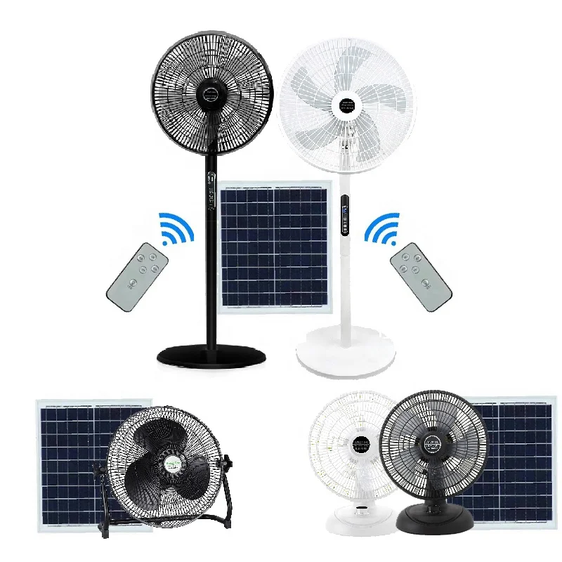 hot rechargeable fan solar fan with solar panel rechargeable 16 inch stand portable solar powered fan