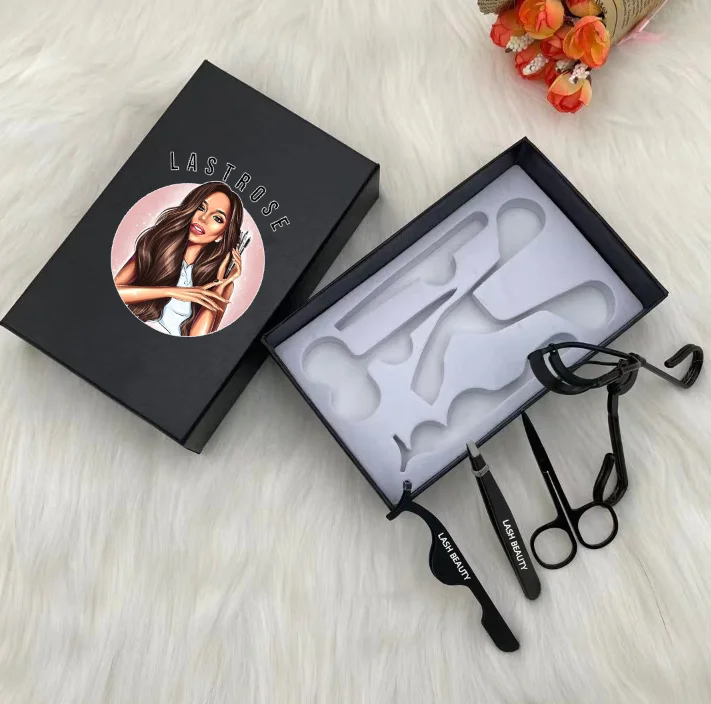New Popular Eyelashes Applicators vendor lashes tools set Stainless Steel custom logo packaging lashes tweezers set