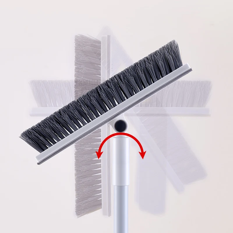 Floor Scrub Brush with Long Handle 3 in 1 Scrape and Heavy-Duty Stiff Bristle Scrubber Brush for Cleaning Shower Bathroom Patio