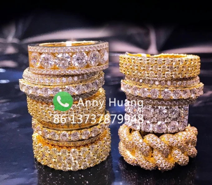 2021 Hot Sale Hip Hop Jewelry Customized MOB Initial Ring 925 Silver VVS Moissanite Diamond Ring Mens Rings