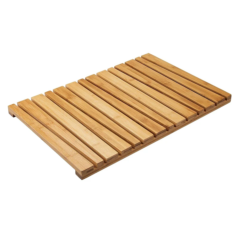 Luxury 100% Natural Bamboo Non-slip Shower Mat Wooden Floor Mat Bath Mats for for Spa Sauna Pool