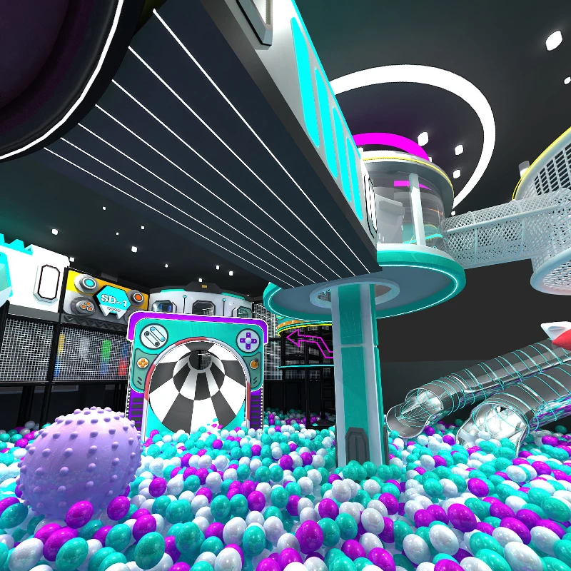 Small Area Indoor Kids Balloon Cage Play Center Playground White Grey Equipment