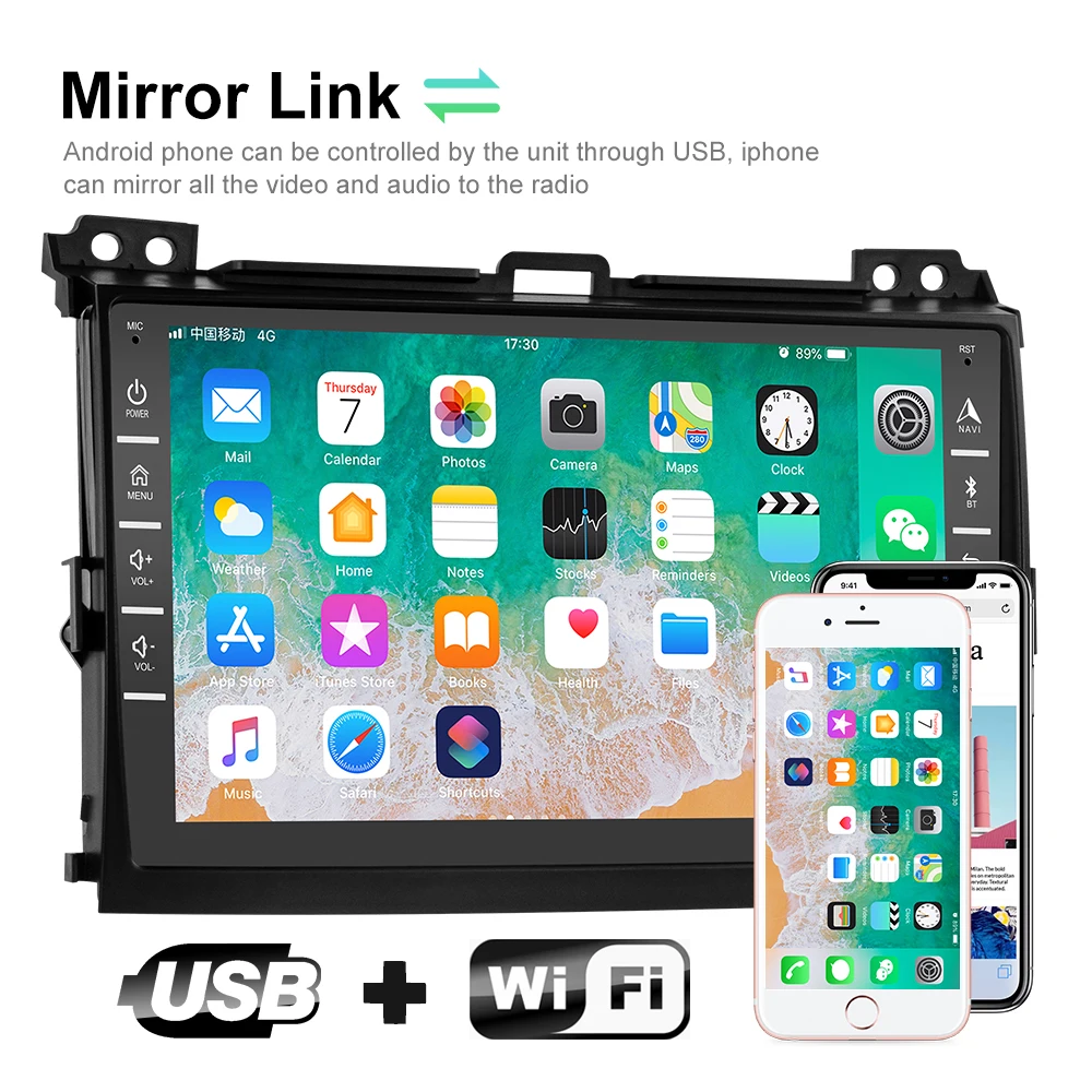 Автомагнитола на Android 2 Din 8 дюймов Wi-Fi GPS BT для Toyota/LAND CRUISER Prado 120 2004-2009